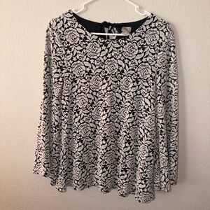 Chico's Black Top with White Floral Lace Overlay